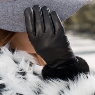 women's black leather gloves