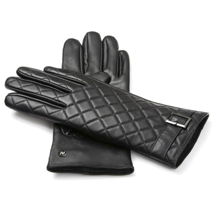 Czarne, skórzane rękawiczki napoELEGANT