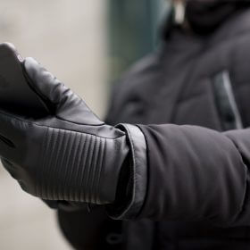 Rękawiczki męskie czarne skórzane