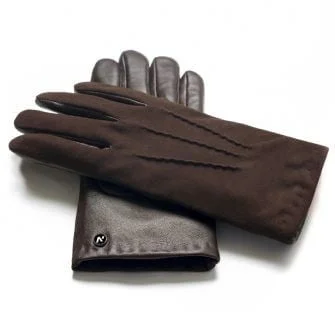 Męskie rękawiczki skórzane do smartfona brązowe