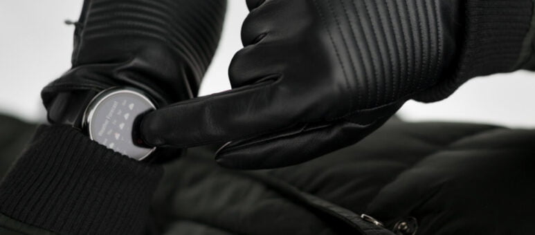 Rękawiczki męskie dotykowe skórzane czarne