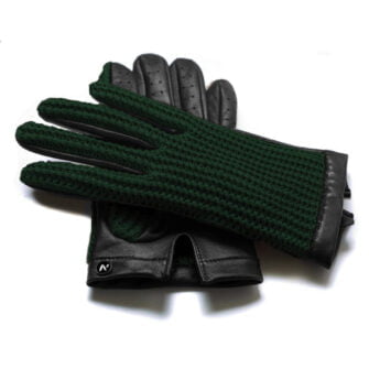 Zielone rękawiczki motoryzacyjne ze skóry