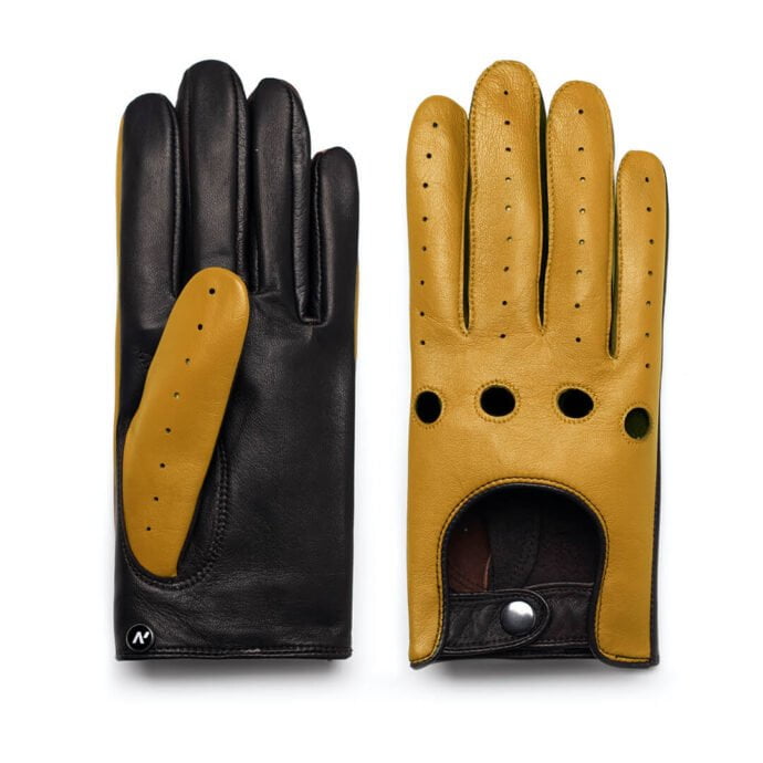 Żółte dotykowe rękawiczki samochodowe