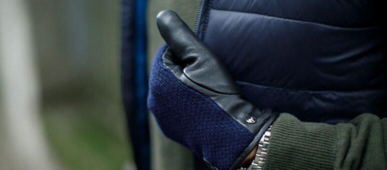 eleganckie granatowe rękawiczki męskie