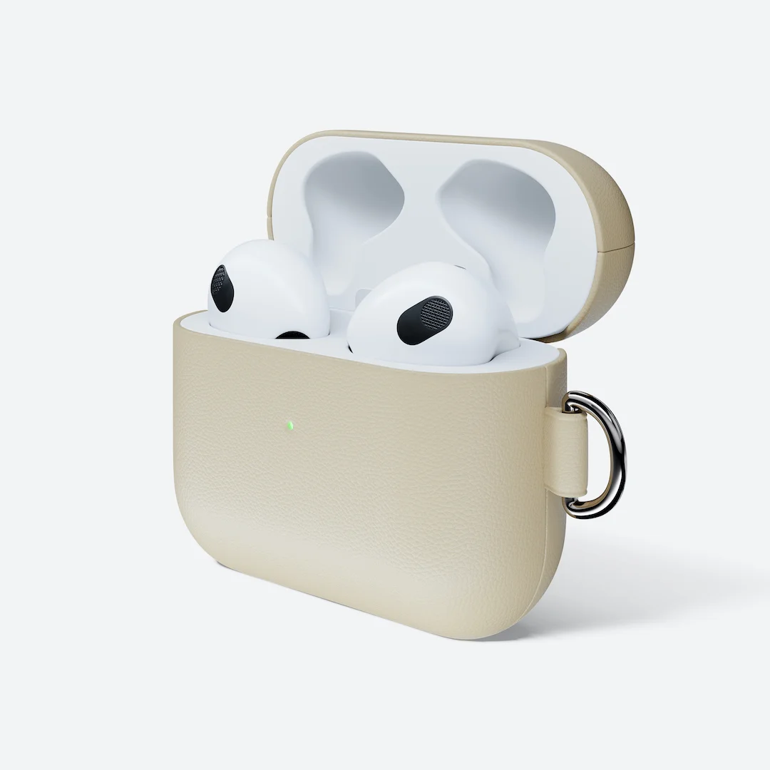 Skórzane opakowanie do słuchawek AirPods 3 w kolorze beżowym