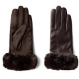 damskie rękawiczki z futerkiem w kolorze brązowym
