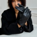 pikowane damskie rękawiczki z eco skóry
