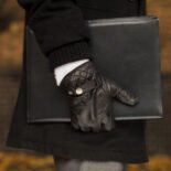 Eleganckie czarne rękawiczki męskie