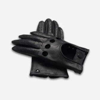 czarne skórzane rękawiczki