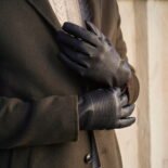Czarne rękawiczki ze skóry ekologicznej dla mężczyzn