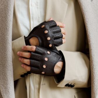 męskie skórzane rękawiczki bez palców