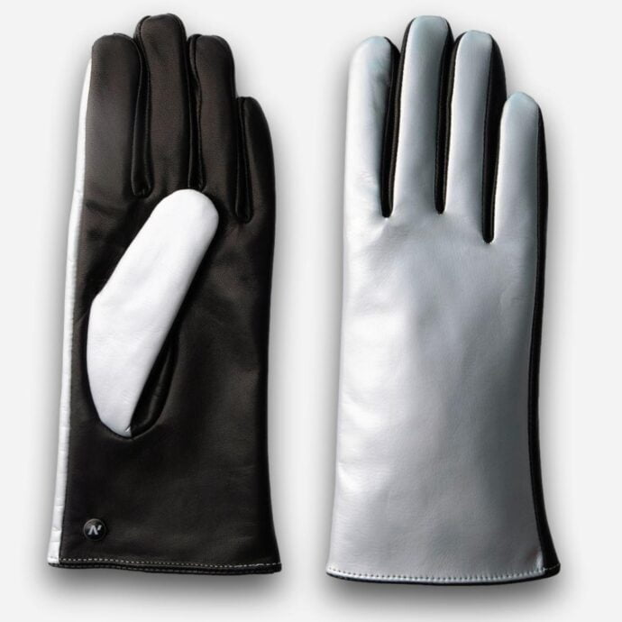 zimowe rękawiczki damskie srebrne