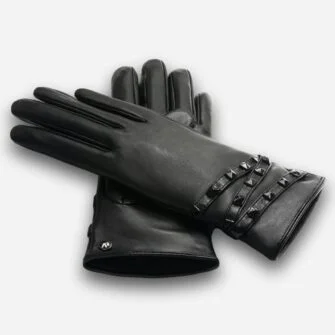 damskie rękawiczki czarne ze skóry
