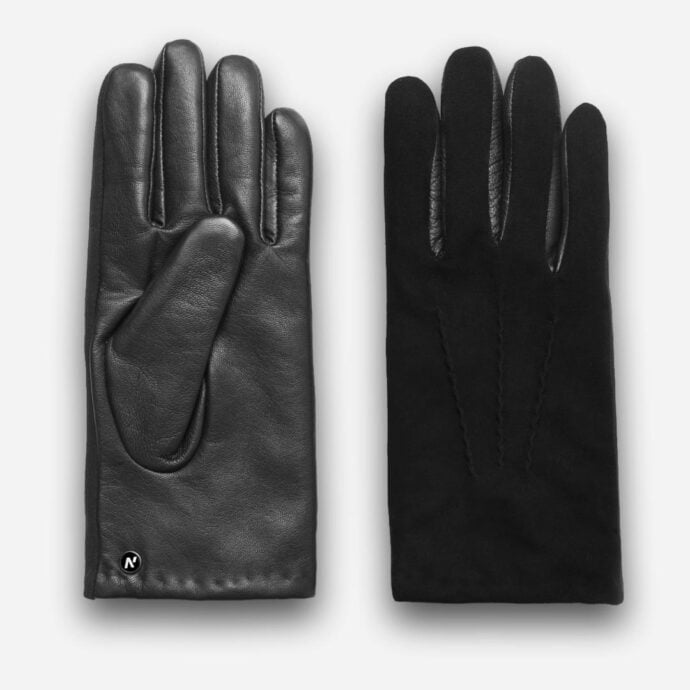zamszowe rękawiczki czarne