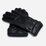 czarne rękawiczki z eko skóry z zapięciem dla mężczyzn