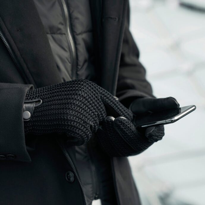 Czarne wełniane rękawiczki męskie