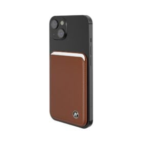 CASE do iPhone czarny z portfelem na karty brązowym
